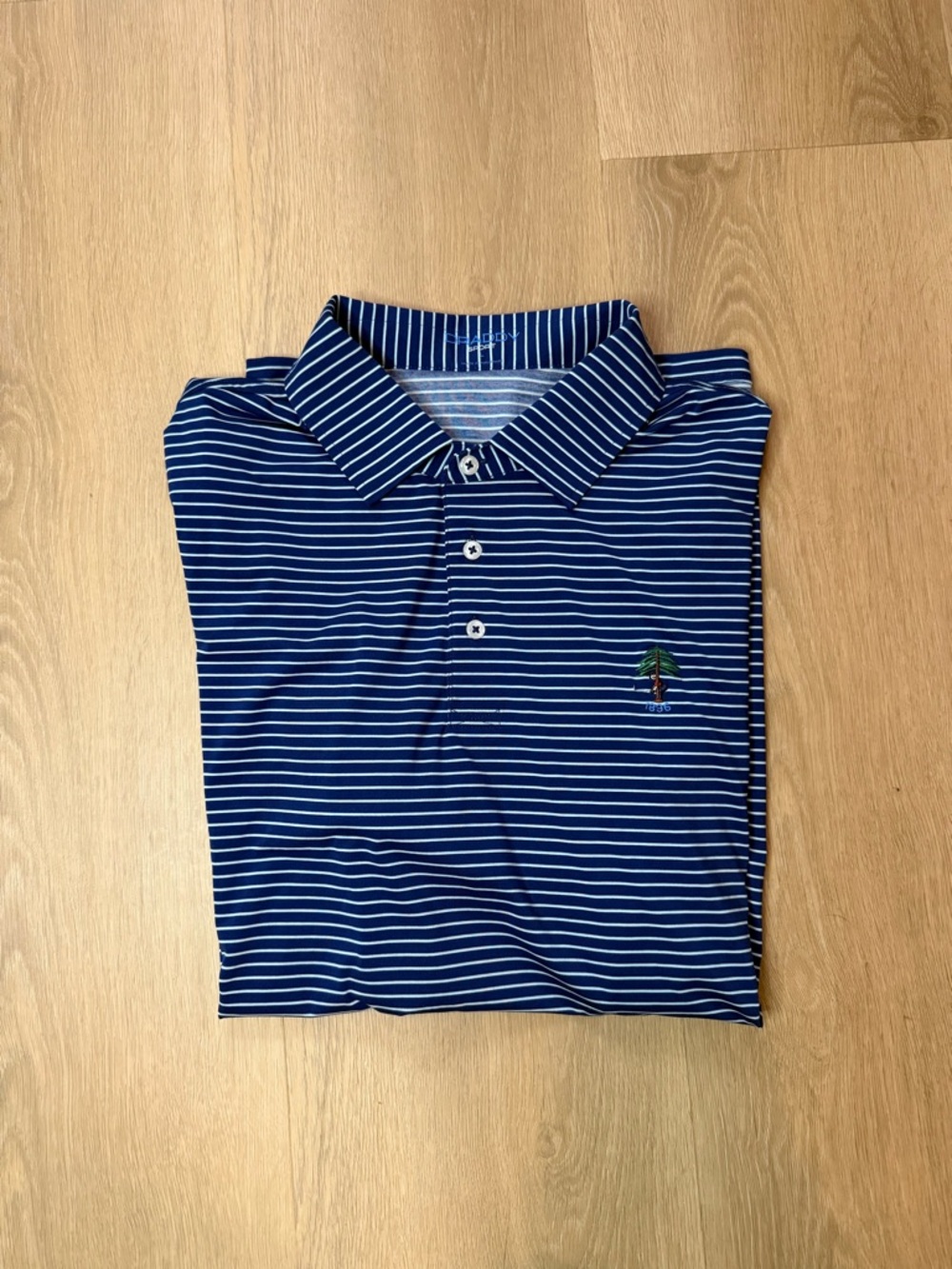 DRADDY SPORT Performance Polo Men’s Large Blue Striped Golf Polo